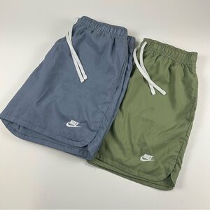 Nike Mens SZ L Blue & Green Lot Of 2 Essential Sportswear Woven Lined Shorts